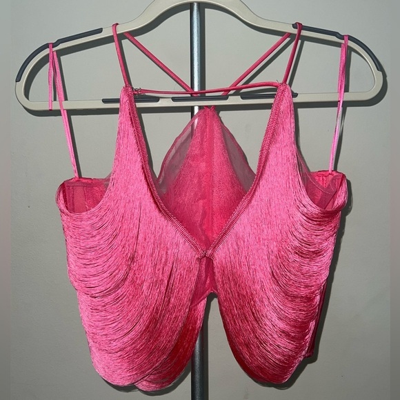 Cult Gaia Quella Fringed top in pink - Picture 5 of 14